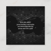 Black Brushed | Geometrische Muster Quadratische Visitenkarte (Rückseite)