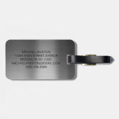 Black Brushed Metallic Royal Crest Emblem Monogram Gepäckanhänger (Rückseite horizontal)