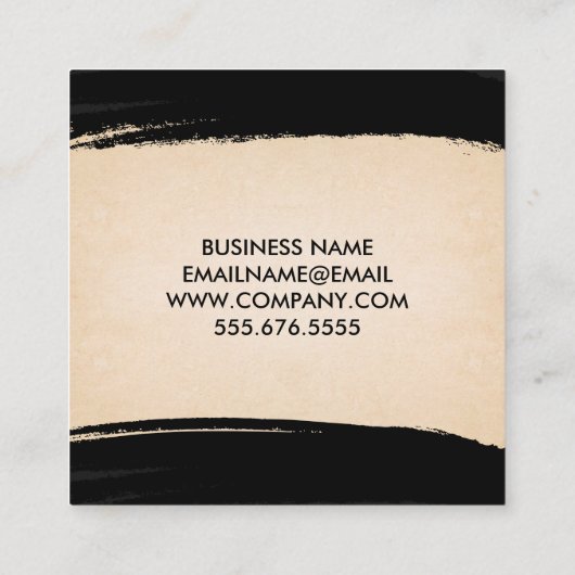Black Brushed | Papiertextur Quadratische Visitenkarte (Rückseite)