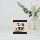 Black Brushed | Papiertextur Quadratische Visitenkarte (Stehend Vorderseite)