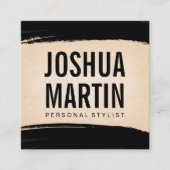 Black Brushed | Papiertextur Quadratische Visitenkarte (Vorderseite)