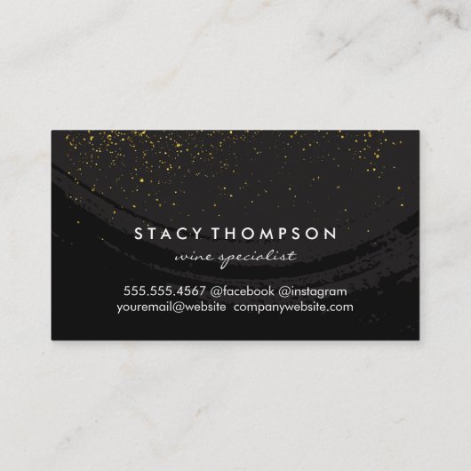Black Brushed Wine Glass Gold gesprenkelt Visitenkarte (Rückseite)