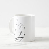 Black Brushstroke Sailboat Kaffeetasse (Vorderseite Links)