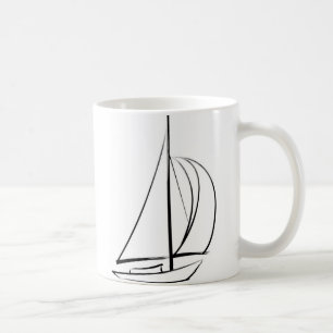 Black Brushstroke Sailboat Kaffeetasse