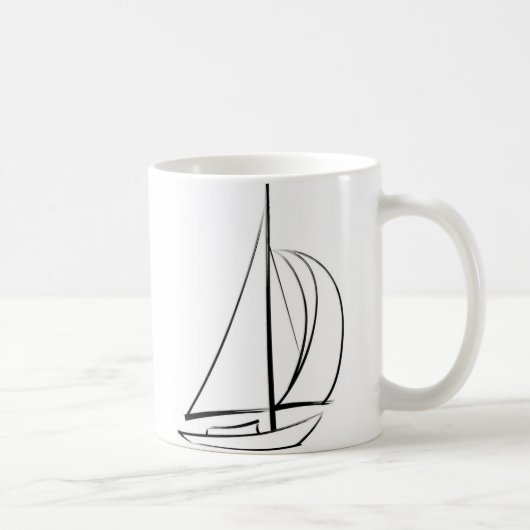 Black Brushstroke Sailboat Kaffeetasse (Rechts)