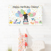 Black Brussels Griffon Dog Birthday Party Banner (Insitu)