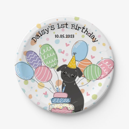 Black Brussels Griffon Dog Birthday Party Pappteller (Vorderseite)