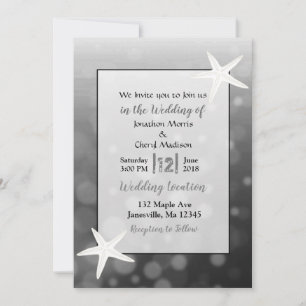 Black Bubbles Starfish Beach Hochzeitseinladungen Einladung