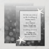 Black Bubbles Starfish Beach Hochzeitseinladungen Einladung (Vorne/Hinten)