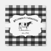 Black Buffalo Kariert Farm Cow Magnet (Vorne)