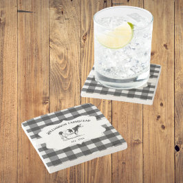 Black Buffalo Kariert Farm Cow Stone Untersetzer