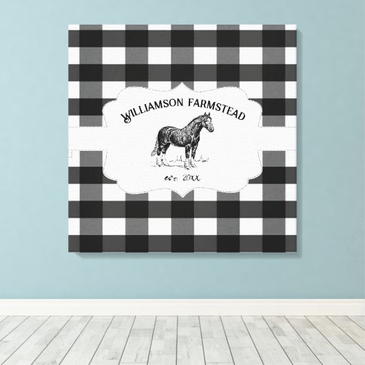 Black Buffalo Kariert Farm Horst Canvas drucken Leinwanddruck (Insitu (Holzboden))