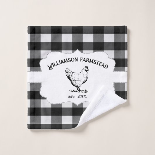 Black Buffalo Kariert Farm Hühnchen Bad Handtuch S Badhandtuch Set (Waschlappen)