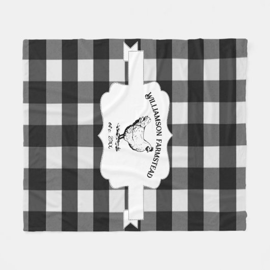 Black Buffalo Kariert Farm Hühnchen Fleece Blanken (Vorderseite (Horizontal))