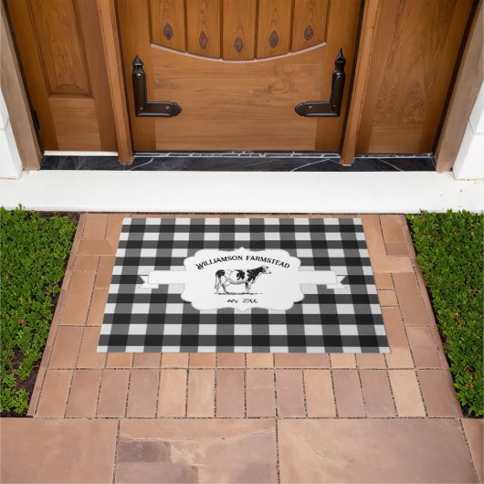 Black Buffalo Kariert Farm Kuh Doormat Fußmatte (Außenbereich)