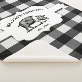 Black Buffalo Kariert Farm Pig Sherpa Blanket Sherpadecke (3/4)