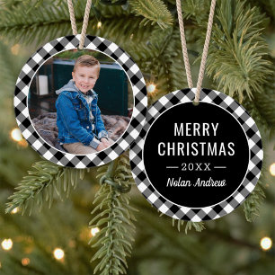 Black Buffalo Kariert Holiday Foto Personalisiert Ornament