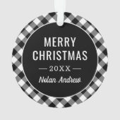 Black Buffalo Kariert Holiday Foto Personalisiert Ornament (Rückseite)