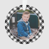 Black Buffalo Kariert Holiday Foto Personalisiert Ornament (Vorderseite)