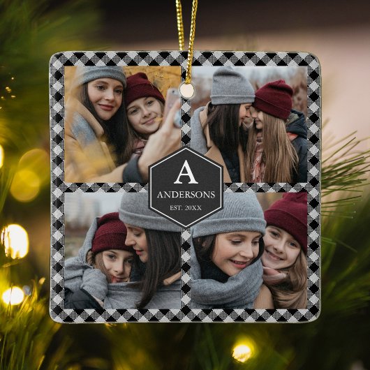 Black Buffalo Kariert Lumberjack Foto Collage Keramikornament