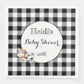 Black Buffalo Kariert mit Cartoon Cow Paper Napkin Serviette (Vorderseite)