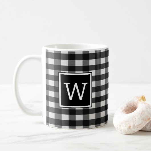 Black Buffalo Kariert Monogram Tasse (Mit Donut)