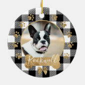 Black Buffalo Kariert Pattern Gold Bow Family Foto Keramik Ornament (Hinten)