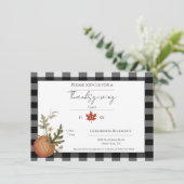 Black Buffalo Kariert Pumpkin Erntedank Dinner Einladung (Stehend Vorderseite)