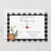 Black Buffalo Kariert Pumpkin Erntedank Dinner Einladung (Vorderseite)