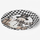 Black Buffalo Kariert Snowman Pappteller (Schrägansicht)