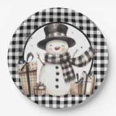 Black Buffalo Kariert Snowman Pappteller (Vorderseite)