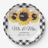 Black Buffalo Kariert Sonnenblume Mr. and Mrs. Wed Pappteller (Vorderseite)