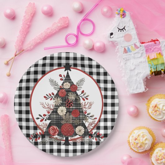 Black Buffalo Karierte Weihnachten Pappteller (Party)