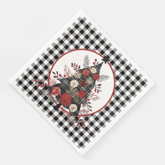Black Buffalo Karierte Weihnachten Serviette (Ecke)