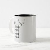 Black Buffalo Karierte Weihnachts-Hirsche Silhouet Zweifarbige Tasse (Vorderseite Links)