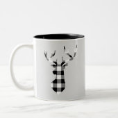 Black Buffalo Karierte Weihnachts-Hirsche Silhouet Zweifarbige Tasse (Links)