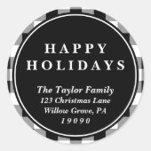 Black Buffalo Karierte Weihnachtsfeier Rücksendead Runder Aufkleber (Vorderseite)