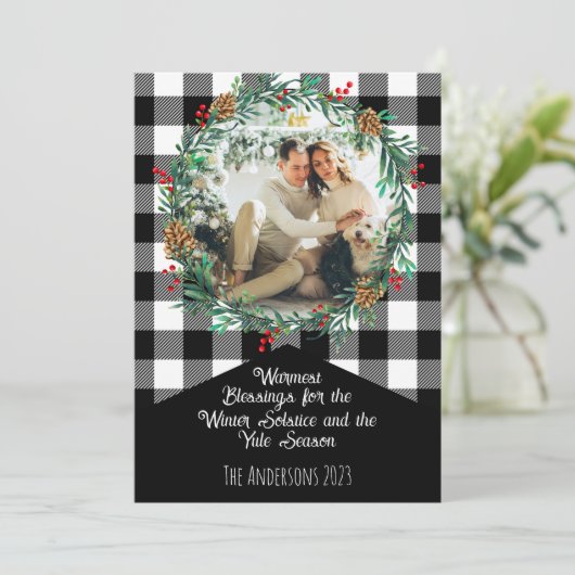 Black Buffalo Kariertes Foto Kranz Weihnachten Sol (Stehend Vorderseite)