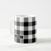 Black Buffalo Kariertes Muster Mit Monogramm Tasse (Vorderseite Links)