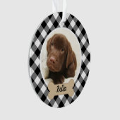 Black Buffalo Kariertes Puppy Dog Foto Ornament (Vorderseite)