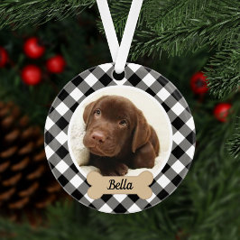 Black Buffalo Kariertes Puppy Dog Foto Ornament