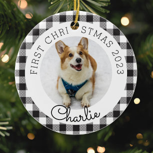 Black Buffalo Karo Pet's First Christmas Foto Keramik Ornament