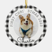 Black Buffalo Karo Pet's First Christmas Foto Keramik Ornament (Vorne)