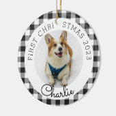 Black Buffalo Karo Pet's First Christmas Foto Keramik Ornament (Links)