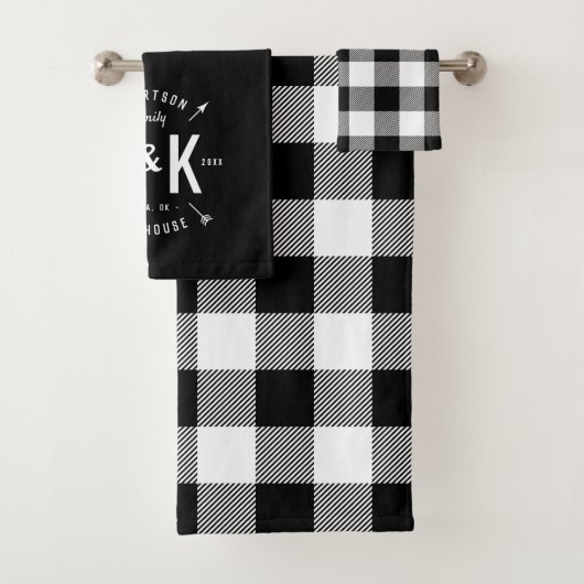 Black Buffalo Karo und Arrow Monogram Badhandtuch Set (Insitu)