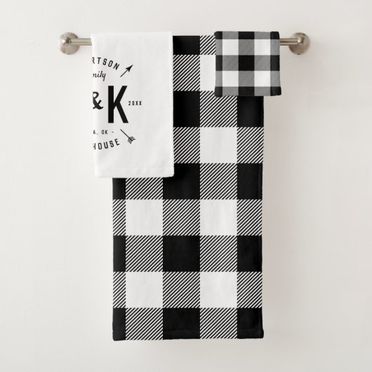 Black Buffalo Karo und Arrow Monogram Badhandtuch Set (Insitu)