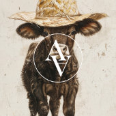 Black Bull mit Hut Whimsisches Farm Animal Cow Poster