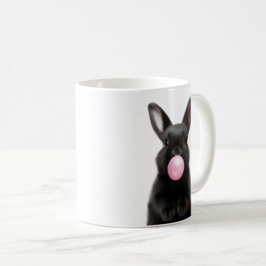 Black Bunny Blown Pink Blubble Gum Niedlich Kaffeetasse (VorderseiteRechts)