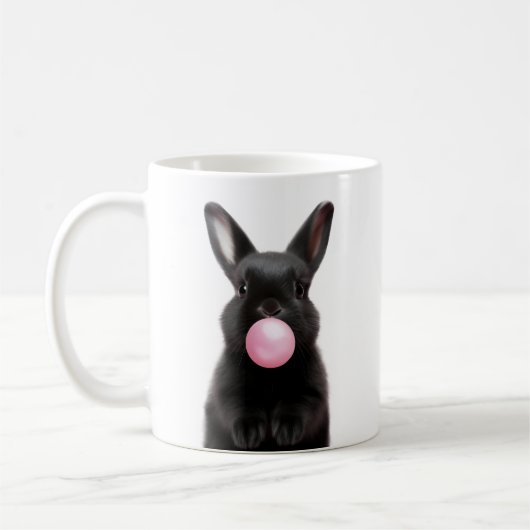Black Bunny Blown Pink Blubble Gum Niedlich Kaffeetasse (Links)