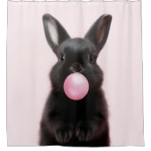 Black Bunny Blown Pink Blubble Gum Niedlich Spiele Duschvorhang (Vorderseite)